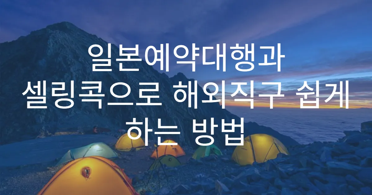 일본예약대행과 셀링콕으로 해외직구 쉽게 하는 방법