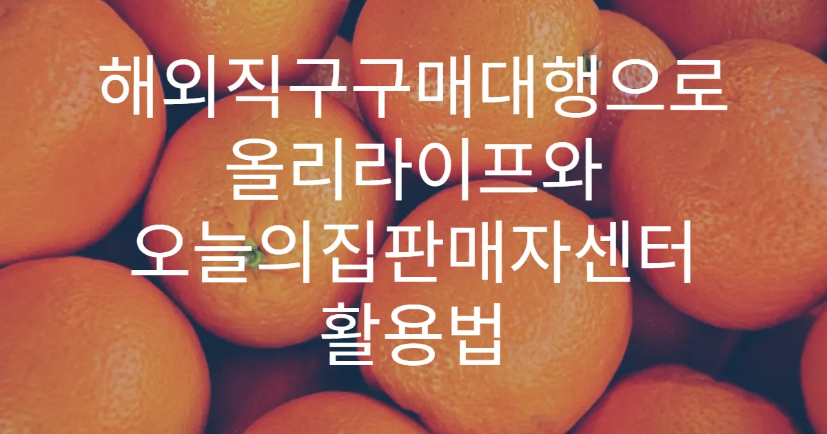 해외직구구매대행으로 올리라이프와 오늘의집판매자센터 활용법