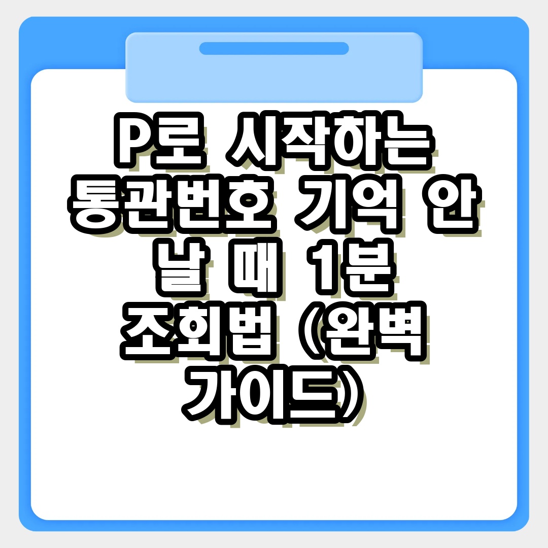 P로 시작하는 통관번호 기억 안 날 때 1분 조회법 (완벽 가이드)